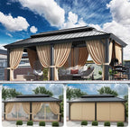 HOTEEL 12x20 Gazebo with Metal Roof Heavy Duty Hardtop Gazebo with Flame-Retardant Curtain & Netting, Hot Tub Gazebos with Galvanized Steel Double Roof, Outdoor Canopy for Patio, Party (2025 Upgraded)