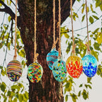 6pcs Decorative Hanging Christmas Balls Ornaments Garden Gazing Ball Hand Blown Glass Egg Ball for Outdoor Patio Décor Hanging Friendship Balls Collectible Figurine Glass Eggs