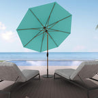 Midtown Umbrellas Sunbrella Outdoor Patio Umbrella, 9 Feet, Sunbrella Aruba Acrylic Fabric, Auto-Tilt Aluminum Frame, Wooden Pole