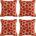 Outdoor Decorative Pillows Pack of 4, 16" x 16" Outdoor Pillow Set for Couch Bed Throw Patio Sofa, Circle Red