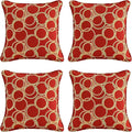 Outdoor Decorative Pillows Pack of 4, 18" x 18" Outdoor Pillow Set for Couch Bed Throw Patio Sofa, Circle Red