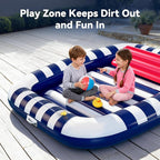 Pool Wave Inflatable Pool Lounger Floats W/Water Sprinkler, 80" x 66" Large Tanning Bed for Adult Kids, Outdoor Sun Bathing Floating Blow up Raft W/Pillow, Summer Beach Lake Family Party Gift - Blue