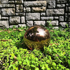 35cm/14 inch Diameter Gazing Globe Mirror Ball,Rose Gold Stainless Steel Polished Reflective Smooth Garden Sphere,Colorful and Shiny Addition to Any Garden or Home