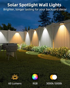 Solar Fence Lights 12 Pack, Warm White, Cool White and RGB Color Glow LED Solar Light, IP65 Waterproof Fence Lights Solar Powered for Patio, Backyard, Railing, Deck and Wall