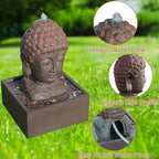 Buddha Water Fountain Outdoor Indoor Zen Statue Decor Large Fiberglass Decorative Fountains in Rock Color 22" Height