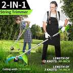 4-in-1 Cordless String Trimmer/Edger Electric Pole Hedge Trimmer 2 * 5000mAh Battery Powered Pole Saw Portable Weed Wacker and Brush Cutter Blade, Multi-Tool Kit for Grass Garden Lawn Care