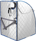 Durasage Infrared IR Far Portable Indoor Personal Spa Sauna with Heating Foot Pad and Chair, X-Large, Silver