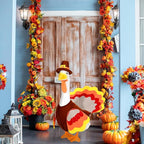 Thanksgiving Turkey Porch Goose Outfits Fall Lawn Goose Clothes, Fits 23" Cement Plastic Goose Statue for Autumn Outdoor Garden Yard Patio Statue Art Decoration