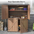 Outdoor Storage Shed with Floor, Waterproof Storage Cabinet with Metal Frame, Adjustable Shelves, Garden Shed for Backyard Garden Patio Lawn - Dark Brown