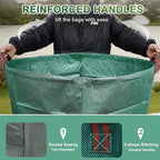 Hugeleaf 3 Pack Reusable Yard Waste Bags, 132 Gallon Extra Large Heavy Duty Lawn and Leaf Bags with Reinforced Handles, Standable Yard Bags for Lawn Leaves and Waste Collection