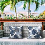 LVTXIII Outdoor/Indoor Throw Pillows, Decorative Throw Pillows with Inserts, 18"x18" Square Pillows for Bed, Couch, Sofa and Patio Furniture (Set of 2, Monstera Blue)