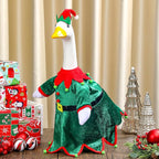 Christmas Goose Outfit Clothes for 23" High Cement or Plastic Goose Elf Red Green Costume Porch Garden Costume for Yard Outdoor Patio Xmas Holiday Decor