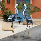 33-35 Inch Blue Heron Garden Statues for Outside, Metal Cranes for Yard Outdoor Decor, Standing Bird Sculptures for Patio, Lawn, and Backyard, Garden Sculptures & Statues, Set of 2