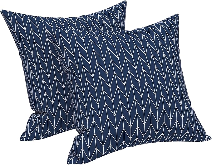 LVTXIII Outdoor/Indoor Throw Pillows, Decorative Throw Pillows with Inserts, 18”x18” Square Pillows for Bed, Couch, Sofa and Patio Furniture (Set of 2, Herringbone Navy)