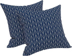 LVTXIII Outdoor/Indoor Throw Pillows, Decorative Throw Pillows with Inserts, 18”x18” Square Pillows for Bed, Couch, Sofa and Patio Furniture (Set of 2, Herringbone Navy)