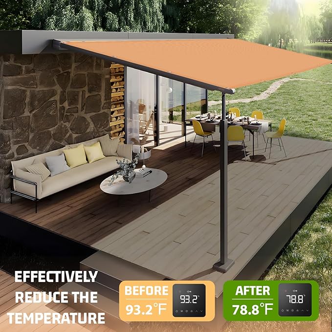 SUNNY GUARD Shade Cloth Custom Size 5x10 FT Sun Shade Screen Fabric Shade Cover Tarp with Grommets for Pergola Backyard Garden, Peach Fuzz(We Customized)