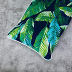 Magpie Fabrics Patio Lumbar Pillow Covers ONLY 20"x12", Set of 2, Outdoor Indoor Cushion Cases Decorative Throw Rectangular Pillowcase Shell for Couch Garden - Green Lagoon Leaves