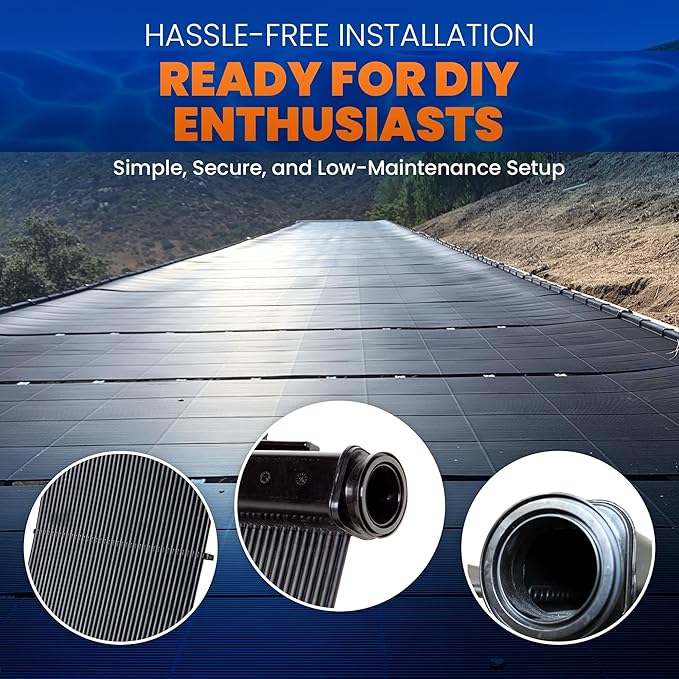 Industrial Grade Solar Pool Heater DIY Kit - Superior High-Wind Strapless Mounting System & Maximum Freeze Resistance (10-4'x7.5' / 300 Square Feet)