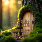 4 Pcs Wooden Fairy Garden Door and Windows Ornaments Tree Statues for Tree Trunk Yard Decoration Miniature Garden Buildings