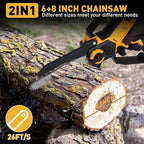 Mini Cordless Chainsaw for Dewalt Battery 20V MAX, 8" & 6" 2-IN-1 400W Electric Brushless Chainsaw with 3000mAh Batteries & Auto Oiler Hand Saw for Wood Cutting, Tree Trimming