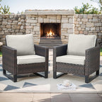Rilyson Wicker Outdoor Patio Chairs Set of 2-2 Piece Rattan Chairs with Waterproof Wicker,Comfortable Cushions and Sturdy Metal Frame for Outside Porch Deck Backyard(Brown/Beige)