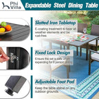 PHI VILLA 9 Piece Outdoor Dining Set for 8, Expandable Metal Dining Table & Cushioned Rattan Chairs for Patio, Deck, Yard