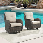 Outdoor Patio Swivel Rocker Chairs - Single Wicker Rattan Patio Swivel Rocking Chair with High Back,Deep Seating and Comfort Cushions for Deck Porch Garden,Brown/Beige