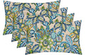 RSH DECOR: Lumbar Throw Pillows Set of 4 | 20” x 12" | All-Weather Spun Fabric | Water and Fade-Resistant | Outdoor Support Pillows for Patio Furniture | Copeland Caribe Blue Floral