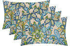 RSH DECOR: Lumbar Throw Pillows Set of 4 | 20” x 12" | All-Weather Spun Fabric | Water and Fade-Resistant | Outdoor Support Pillows for Patio Furniture | Copeland Caribe Blue Floral