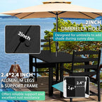 LOUNZY 5 Pieces Patio Dining Sets, Outdoor HDPE Furniture Set for 4 w/ 2" Hole Cut-Out Dining Table with 4 Patio Chairs for Pool, Lawn and Garden,Black