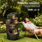 5-Tiers Cascading Rock Jar Water Fountain Outdoor, 31.7" H Outside Fountains and Waterfalls with 4 LED Lights for Patio, Deck, Porch, Backyard and Home Art Docor