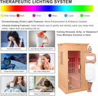 1-Person Indoor Infrared Sauna 1000W – Canadian Hemlock Wood Home Sauna with Red Light Therapy, Bluetooth Speaker, Glass Door,Big Room: 37.8" x 30.3" x 65.4"