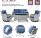 Patio Furniture 4 Piece, All-Weather PE Wicker Outdoor Furniture Set with Coffee Table,Outdoor Patio Furniture with Swivel Rocker Chairs and Outdoor Sofa