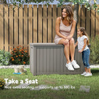 Outdoor Storage Box, 180 Gallon Waterproof Resin Deck Box, Storage Bin for Package Delivery, Patio Furniture Cushion, Garden Tools, Pool Accessories, Weatherproof and UV Resistant, Grey