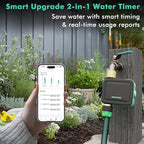 RESTMO Smart Sprinkler Timer with Flow Meter, Water Timer for Garden Hose, Brass Inlet & Outlet, Automatic Lawn & Yard Irrigation Watering System, APP Control (Bluetooth Connection, Not Include Hub)