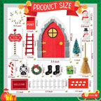 Haooryx Christmas Elf Garden Miniatures - 22Pcs Christmas Magic Fairy Doors Decoration Kit Wooden Miniature Fairy Door Xmas Elf Magic Door Wall Fairies Christmas Winter Xmas New Year Decor(Grey Stone)
