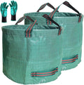 Professional 2-Pack 106 Gallon Large Lawn Garden Bags (D31, H31 in) Yard Waste Bags with Gardening Gloves, Big Leaf Bag,Yard Debris Bags,Garden Trash Container,Lawn Grass Clippings,Weeds Bag 4 Handles