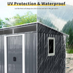 Ball & Cast 6x5ft Metal Outdoor Storage Shed with Window,Lockable Tool Storage Sheds,Steel Garden Sheds with Sloped Roof and Transparent Plate,for Backyard,Patio,Garage,Lawn,White+Black
