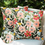 Pyonic Outdoor Pillows Cover Pack of 2 Floral Waterproof Throw Pillow Covers 18X18 inch Outdoor Pillows for Patio Furniture Garden Square Outside Waterproof Pillow