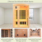 Infrared Sauna 2 Person, Ultra Low EMF Infrared Sauna (0-5mg), Far Infrared Saunas for Home, Canadian Hemlock Wood Indoor Sauna with Bluetooth Speakers, Reading Lamps, Chromotherapy Lights