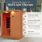 DYNAMIC SAUNAS Madrid Elite 3-Person Ultra Low EMF FAR Infrared Sauna with Red Light Therapy & Bluetooth Speakers | Personal Indoor Dry Heat Sauna for Home & Gym – Made from Canadian Hemlock