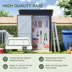 3x5 FT Outdoor Metal Storage Shed with Floor Frame, Single Door, 1 Clear Window, Tool Shed for Garden, Patio, Backyard Brown
