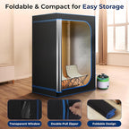 SereneLife Portable Sauna for Home, 2-Person Steam Sauna Tent with 4L Steamer, 2 Foldable Sauna Chairs, Remote Control for in-Home Spa Rejuvenation, 71"x47" (Black)