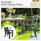 Sophia & William Patio Dining Set Metal Outdoor Table and Chairs Furniture Set 7 Piece, Large 60.2" Dining Table with Umbrella Hole and 6 Backyard Garden Chairs Support 300LBS for Deck, Lawn, Garden