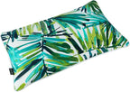 Magpie Fabrics Patio Lumbar Pillow Covers ONLY 20"x12", Set of 2, Outdoor Indoor Cushion Cases Decorative Throw Rectangular Pillowcase Shell for Couch Garden - Green Palm Leaves
