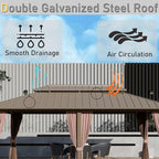 12'x20' Hardtop Gazebo, Outdoor Aluminum Frame Galvanized Steel Double Roof Pavilion with Netting and Shaded Curtains, Permanent Metal Pergolas for Patio, Backyard, Deck and Lawns.