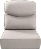 Luxury 24x24x6 Inch Smile Outdoor Cushions 1 Set - Deep Seat Water-Repellent Patio Furniture Replacement Cushion for Wicker Rattan Wood Metal Chair Glider Rocker Loveseat Sofa - Beige