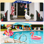8 Set Holiday Porch Goose Outfits for 17/23" Plastic Lawn Goose - Halloween, Thanksgiving, Christmas, St. Patricks, Summer, Valentines Easter - Patio Yard Garden Decor with Hat and Bow Tie