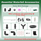 Waterfall Pool Fountain, LONGRUNNEW Stainless Steel Waterfall Spillway with Pipe Connector Kits for Outdoor/Indoor Decorative, 23.6 Inches Pool Water Feature for Garden Patio, Backyard Koi Pond Decor