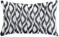 BrylaneHome Lumbar Pillow - 20" L x 13" W - Patio & Outdoor - Water, Stain & Fade Resistant - Black Ikat